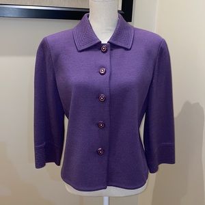 St. John Collection Purple Jacket with 3/4 length sleeve.